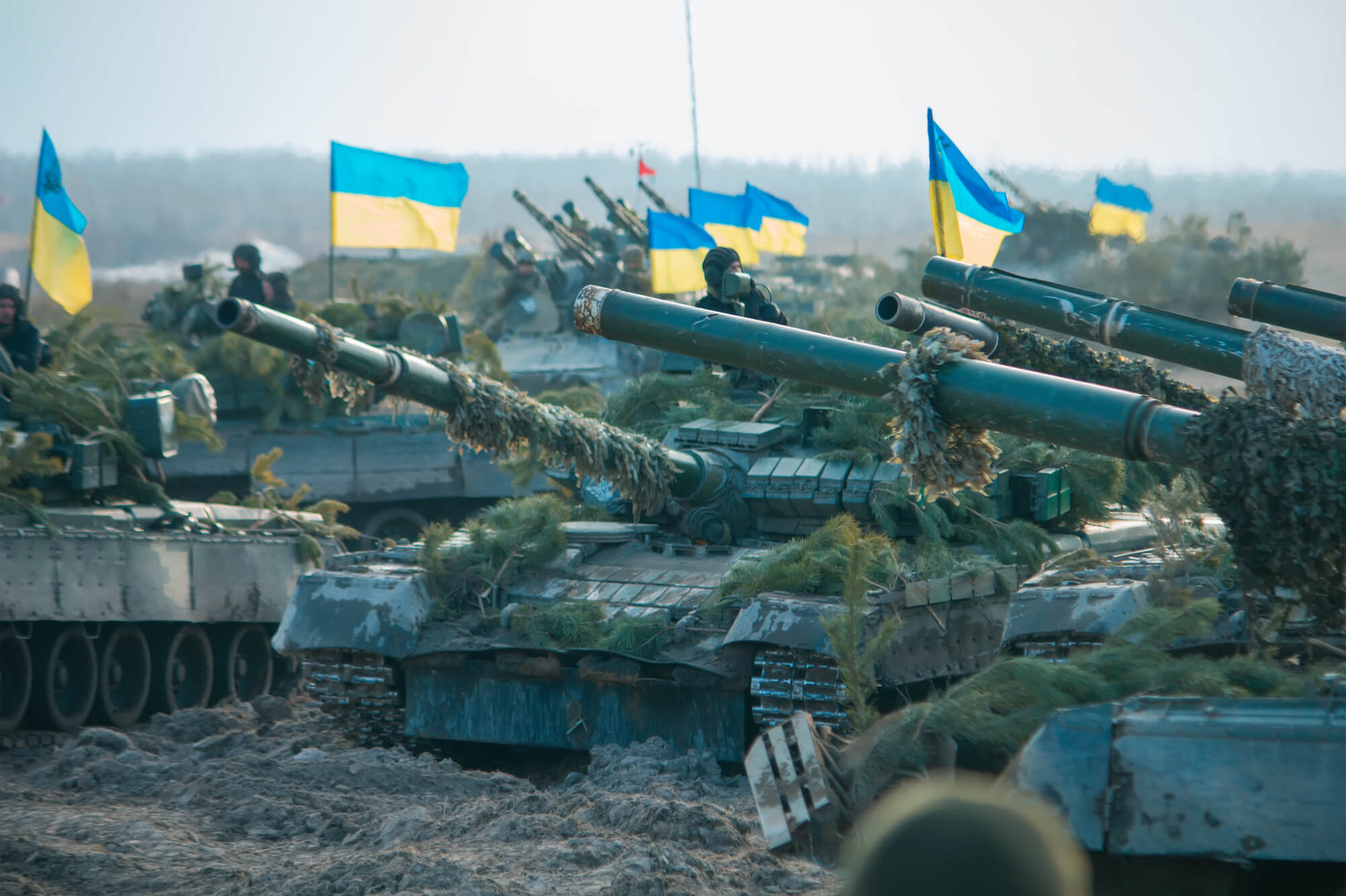 Ukrainian armoured vehicles during a military parade in 2018